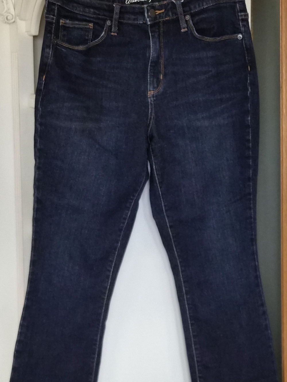 Universal Thread High Rise Kick Boot Jeans - Dark Denim with Tan Stitching